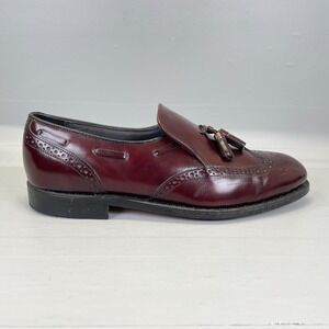 Vintage Dexter Tassel Wingtip Loafers Mens Size 8.5 WW Red Leather Brogue Shoes